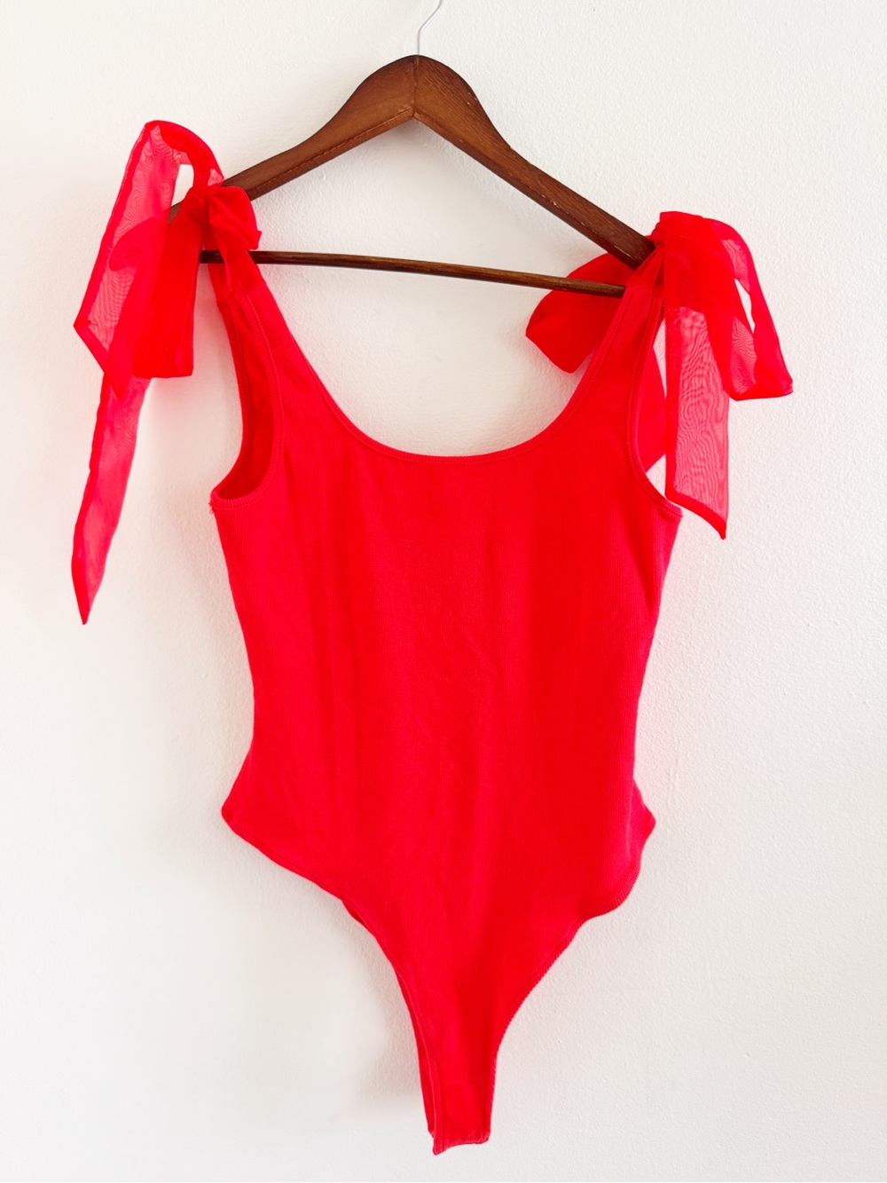day + moon Bright Red Ribbed bodysuit medium